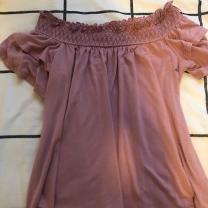 pink off the shoulder flowy top